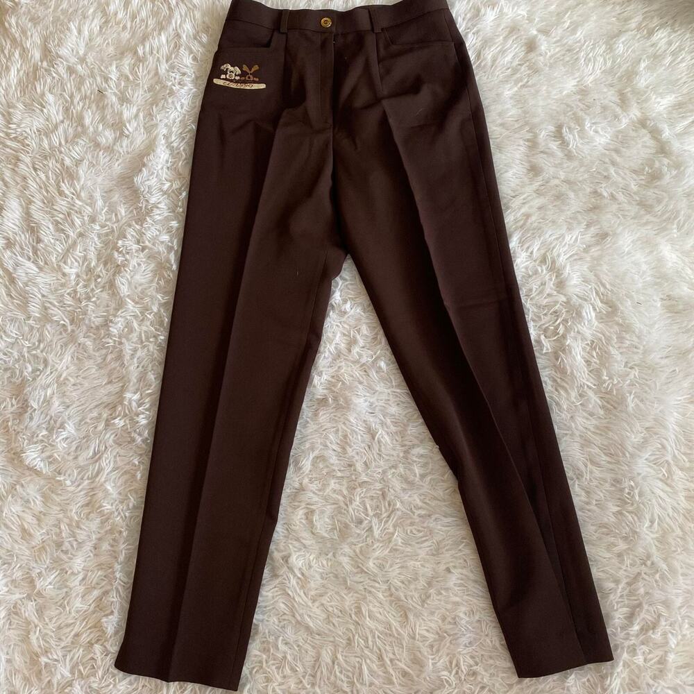 Korean Quality Women's Slacks Straight Cut Pull On Business Pants Brown‎ Size 30